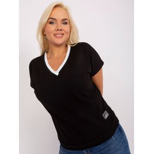 Black oversized blouse with short sleeves