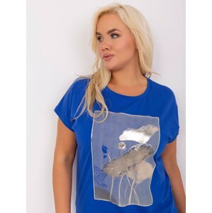 Cobalt Blue Women's Cotton Blouse Plus Size