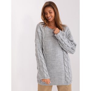 Grey sweater with oversize cables