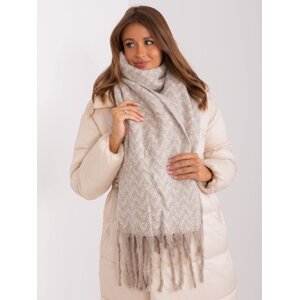 Beige and white women's knitted scarf
