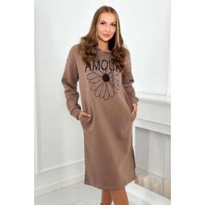 Long insulated dress with mocca embroidery
