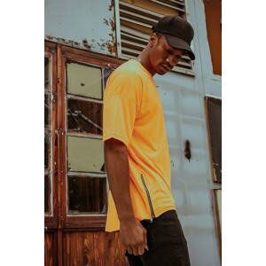 XHAN Orange Zippered Oversized T-shirt 1x1-44586-11