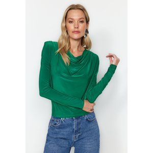 Trendyol Green Gathered Knitted Blouse