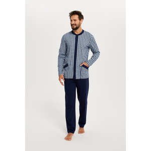 Men's pyjamas Alden long sleeves, long legs - print/navy blue