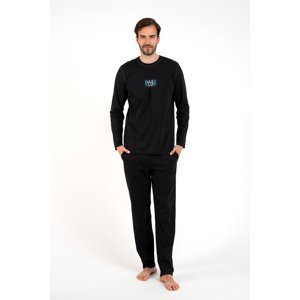 Men's Club Pajamas Long Sleeves, Long Pants - Black