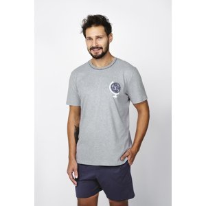 Men's pyjamas Abril, short sleeves, shorts - melange/navy blue