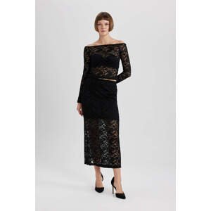 DEFACTO Lace Half Lining Normal Waist Midi Knitted Skirt