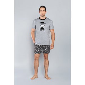 Men's pajamas Salem, short sleeves, shorts - melange print/dark melange
