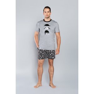 Men's pajamas Salem, short sleeves, shorts - melange print/dark melange