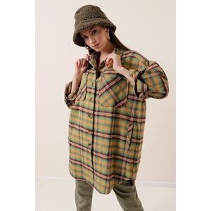 By Saygı Green Plaid Shirt With Front And Side Pockets