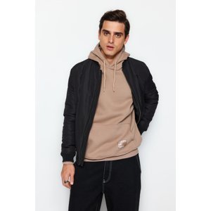 Trendyol Men's Basic Mink Oversize/Wide-Fit Hooded Labeled Fleece Inner Cotton Sweatshirt