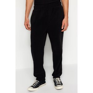 Trendyol Men's Black Regular/Nomal Fit Warm Thick Fleece Elastic Leg Concealed Lace-Up Sweatpants