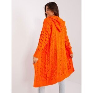 Orange long hooded cardigan