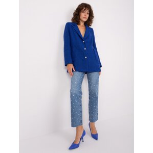 Cobalt blue women's blazer with pockets