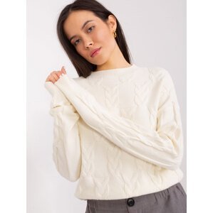 Ecru sweater with cables, loose fit