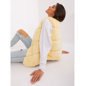 Light yellow fur vest with pockets
