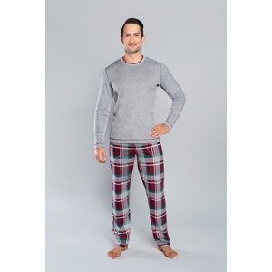 Men's pajamas Walenty, long sleeves, long trousers - melange/print