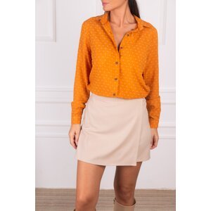armonika Women's Light Orange Patterned Long Sleeve Shirt