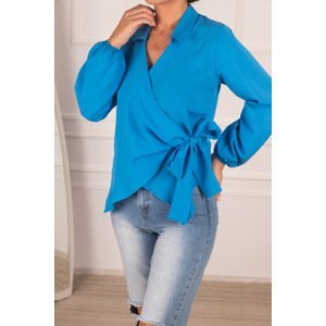 armonika Women's Blue Collar Double Breasted Blouse