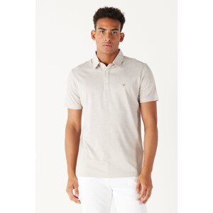 AC&Co / Altınyıldız Classics Pánske norkovo-biele ľahko žehliteľné slim fit polo tričko s krátkym rukávom s krátkym rukávom.