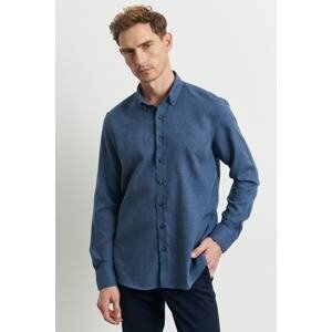 ALTINYILDIZ CLASSICS Men's Indigo Slim Fit Slim Fit Buttoned Collar Flannel Lumberjack Shirt