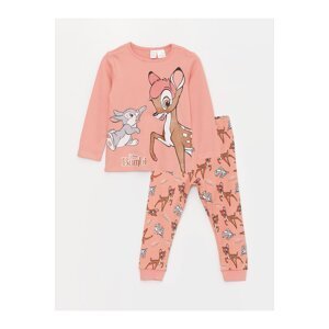 LC Waikiki Crew Neck Long Sleeve Bambi Printed Baby Girl Pajama Set