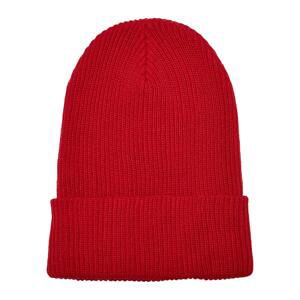Ribbed knit cap made of recycled yarn red