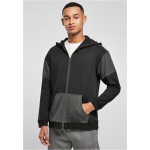 Oversized Patch Zip Hoody Black/Charcoal