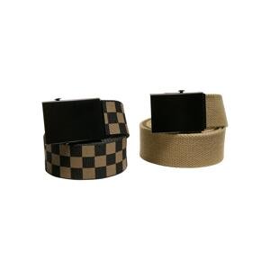 Check And Solid Canvas Belt 2-Pack olive/black