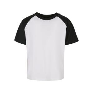 Boys' T-shirt with contrasting raglan white/black