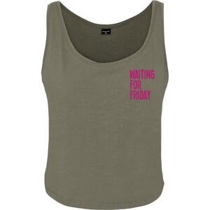 Ladies Waiting For Friday Box Tank Olive