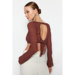 Trendyol Brown Shiny Back Detailed Blouse