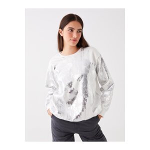 LC Waikiki Women's Crew Neck Printed Long Sleeve Oversized Sweatshirt.