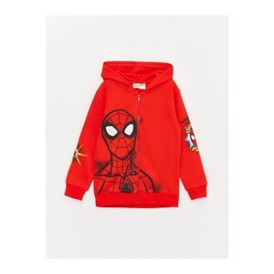 LC Waikiki Spiderman Printed Hoodie with Long Sleeve Boys' Zippered Sweatshirt.