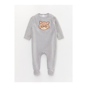 LC Waikiki Crew Neck Long Sleeve Embroidery Detailed Plush Baby Boy Jumpsuit