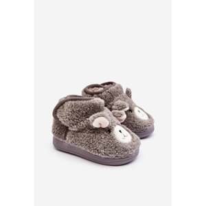 Children's insulated slippers with teddy bear, grey Eberra