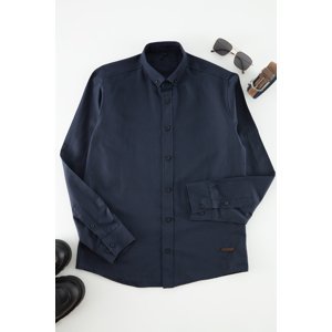 Trendyol Navy Blue Navy Slim Fit Shirt Shirt With Leather Accessory