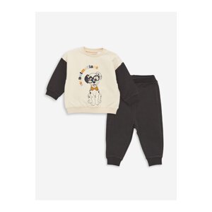 LC Waikiki Crew Neck Long Sleeve Printed Baby Boy Sweatshirt and Pants 2-Set