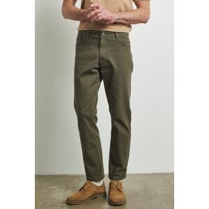 ALTINYILDIZ CLASSICS Men's Khaki Comfort Fit Relaxed Cut Greensboro Dobby Stretch Trousers
