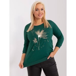 Navy green plus-size blouse with cuffs