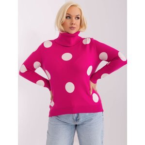 Plus-size fuchsia sweater with polka dots