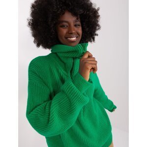 Green turtleneck with a zipper at the neckline