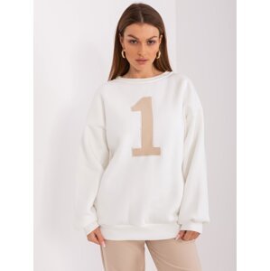 Cotton ecru sweatshirt with a round neckline