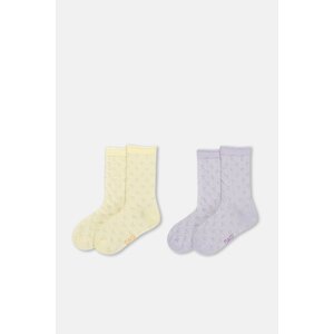 Dagi Lilac-Yellow Girl's 2-Piece Heart Patterned Socks