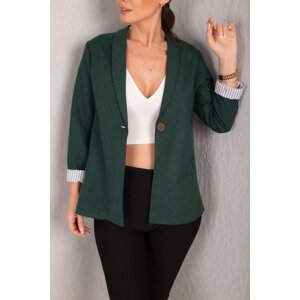 armonika Women's Emerald Sleeve Striped Single Button Jacket