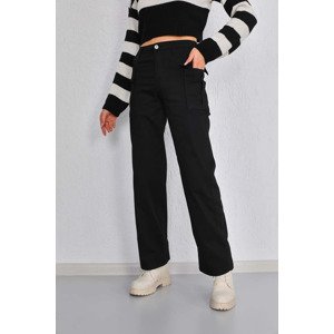 BİKELİFE Cargo Pocket High Waist Straight Fit Lycra Trousers