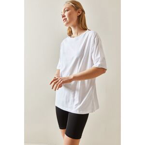 XHAN White Crew Neck Basic Oversize T-Shirt