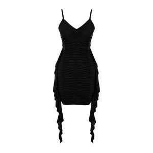 Trendyol Black Fitted Knitted Draped Dress