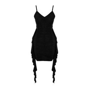 Trendyol Black Fitted Knitted Draped Dress