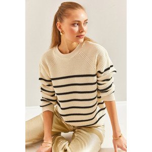 Bianco Lucci Women's Striped Thessaloniki Knitted Knitwear Sweater